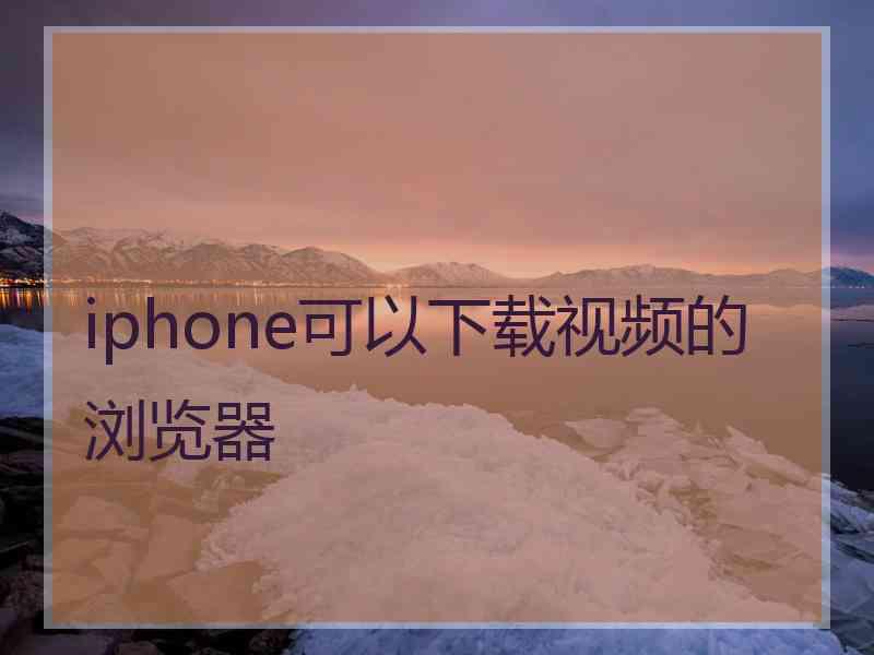 iphone可以下载视频的浏览器