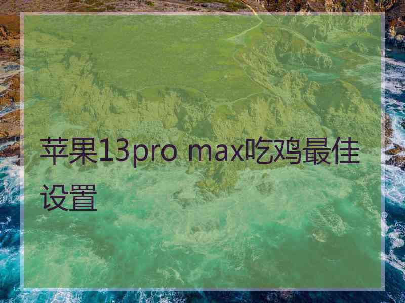 苹果13pro max吃鸡最佳设置