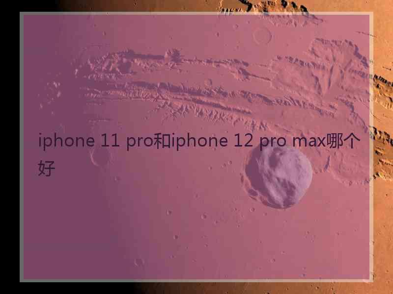 iphone 11 pro和iphone 12 pro max哪个好