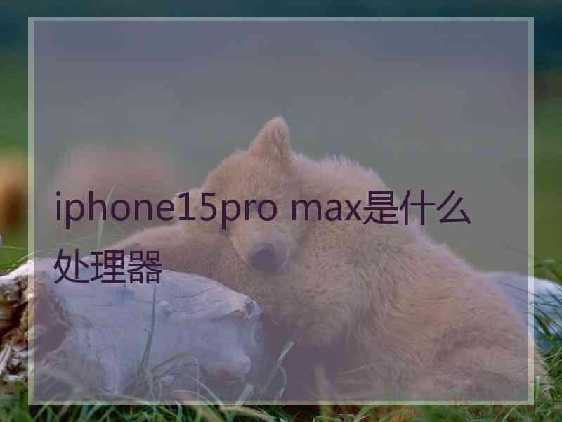 iphone15pro max是什么处理器