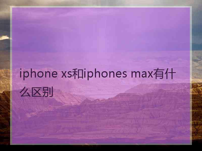 iphone xs和iphones max有什么区别