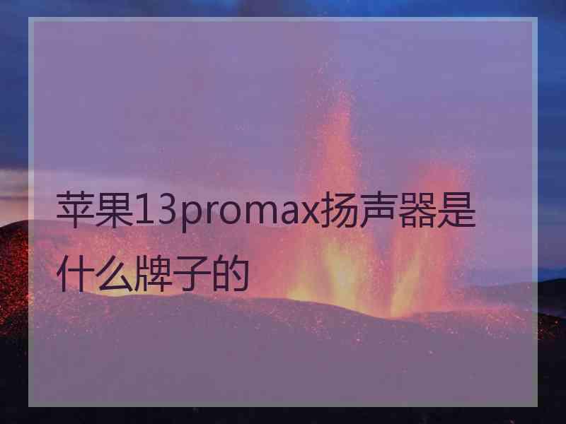 苹果13promax扬声器是什么牌子的