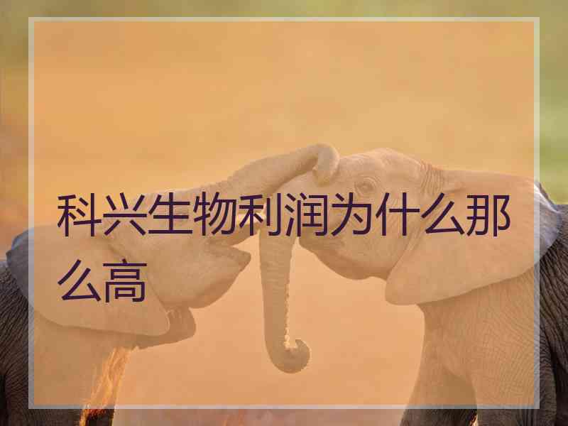 科兴生物利润为什么那么高