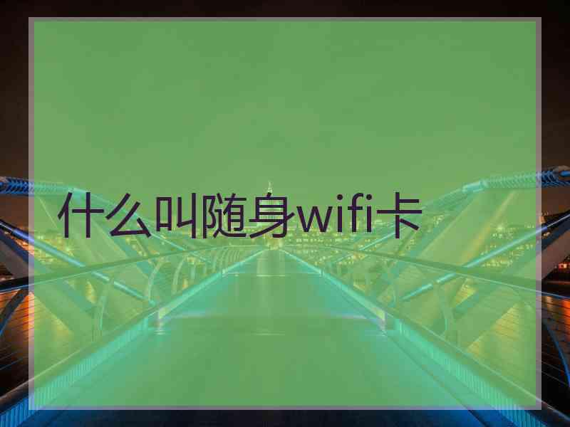 什么叫随身wifi卡