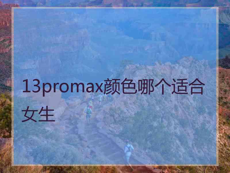 13promax颜色哪个适合女生