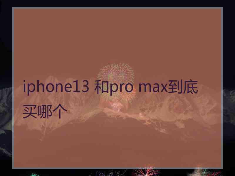 iphone13 和pro max到底买哪个