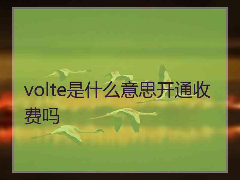 volte是什么意思开通收费吗