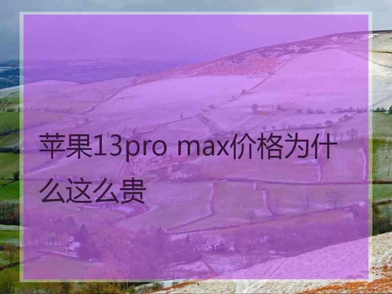 苹果13pro max价格为什么这么贵