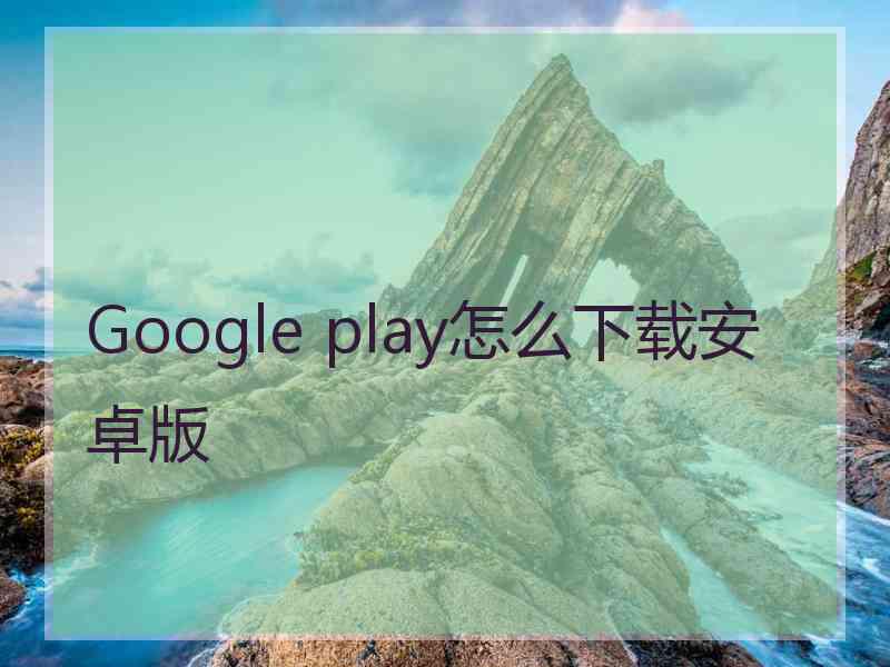 Google play怎么下载安卓版