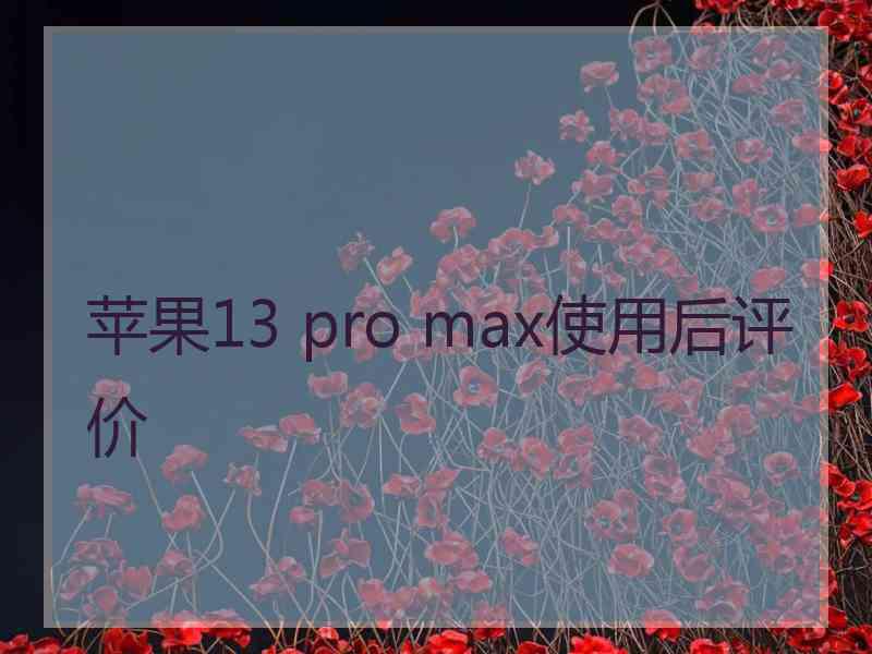 苹果13 pro max使用后评价