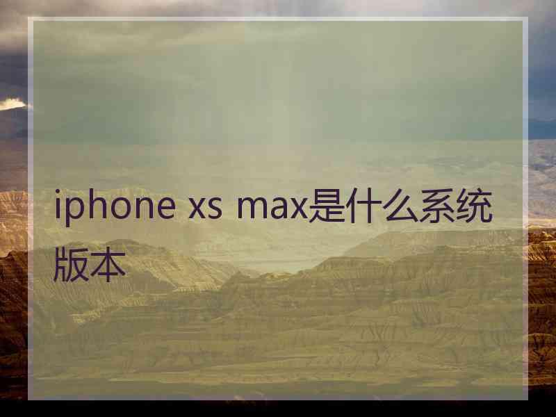 iphone xs max是什么系统版本