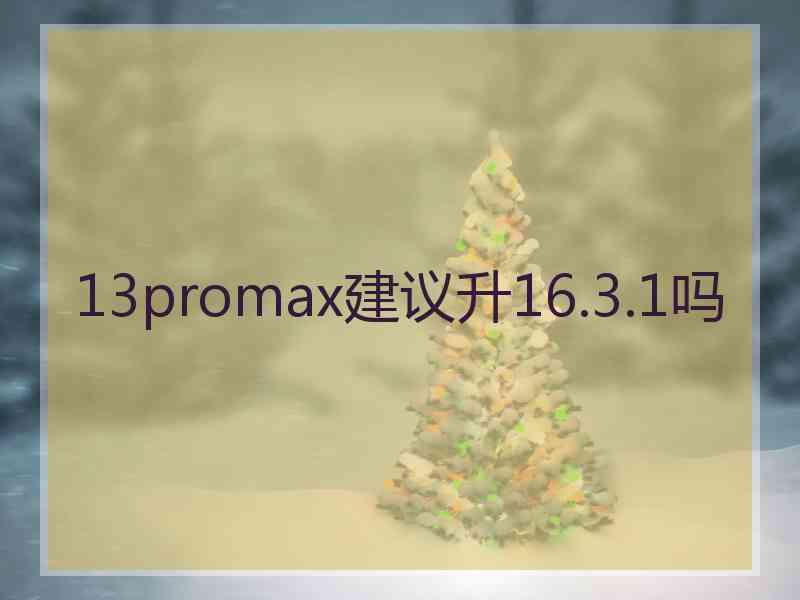 13promax建议升16.3.1吗