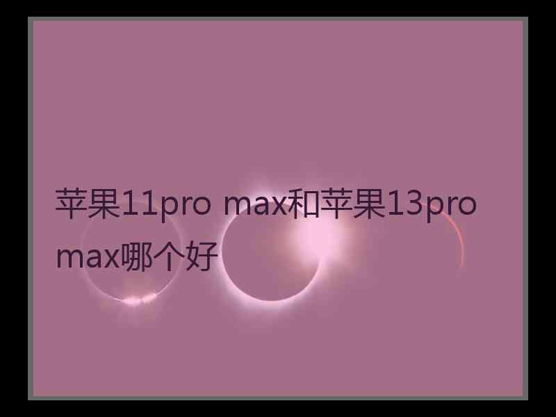 苹果11pro max和苹果13promax哪个好