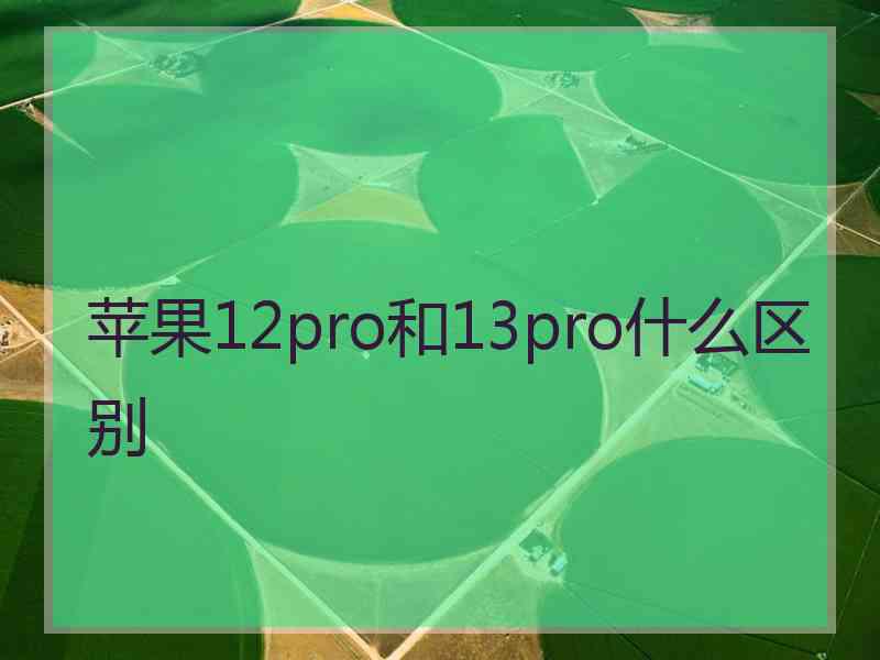 苹果12pro和13pro什么区别