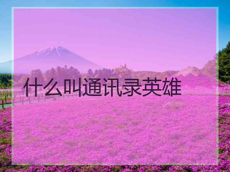 什么叫通讯录英雄