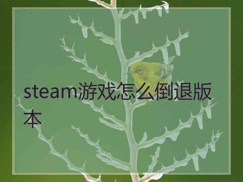 steam游戏怎么倒退版本