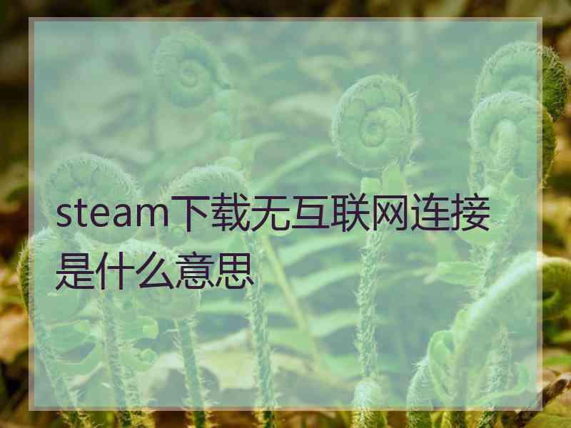 steam下载无互联网连接是什么意思