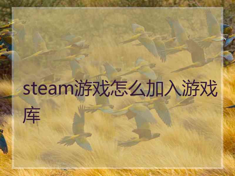 steam游戏怎么加入游戏库