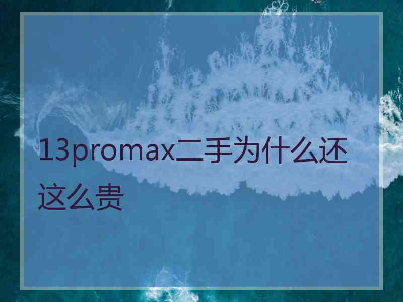 13promax二手为什么还这么贵