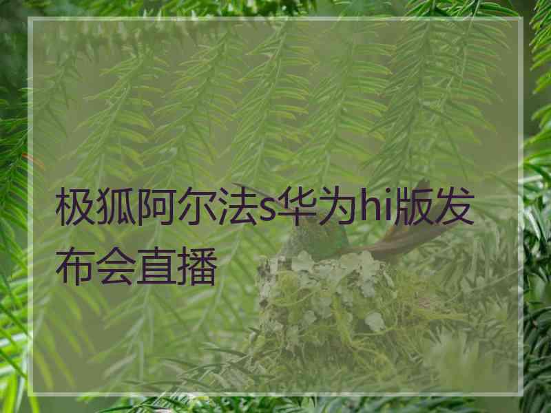 极狐阿尔法s华为hi版发布会直播