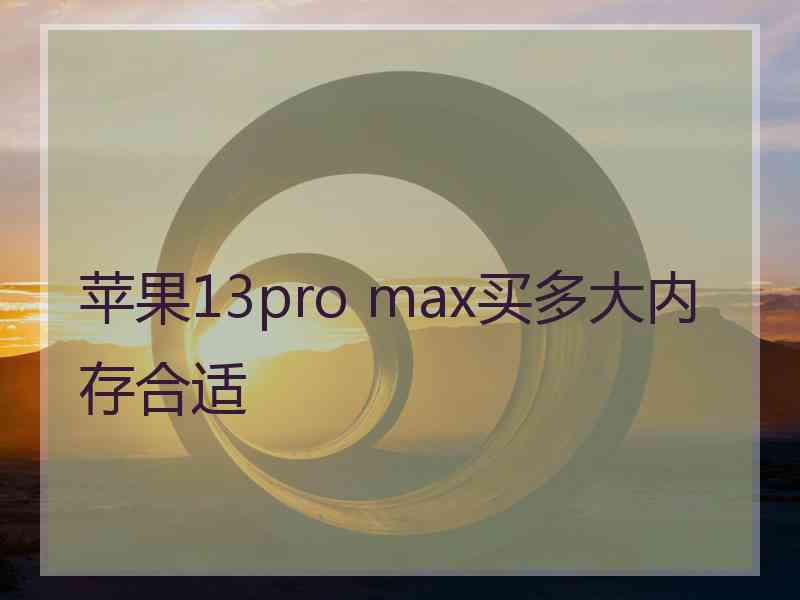 苹果13pro max买多大内存合适