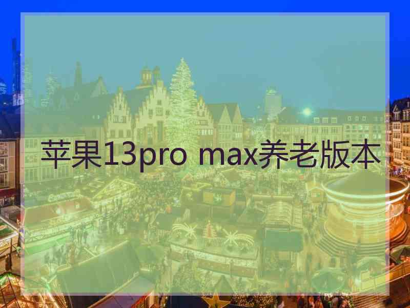 苹果13pro max养老版本