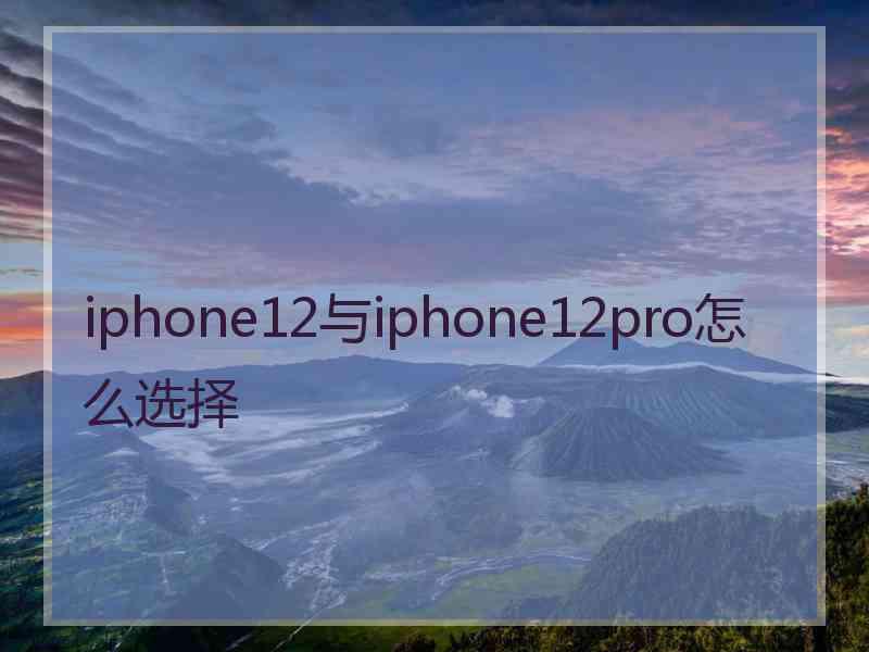 iphone12与iphone12pro怎么选择