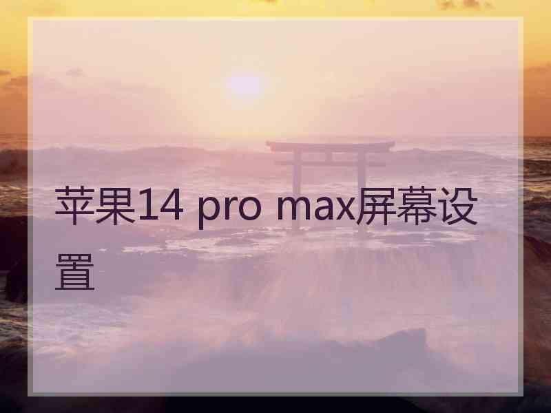 苹果14 pro max屏幕设置