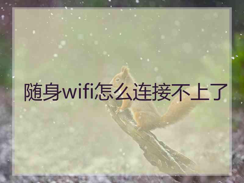 随身wifi怎么连接不上了