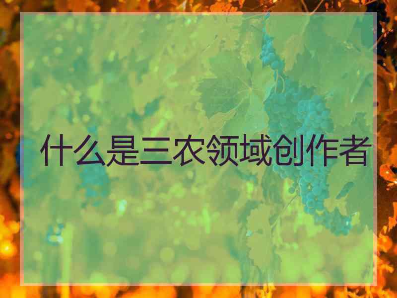 什么是三农领域创作者