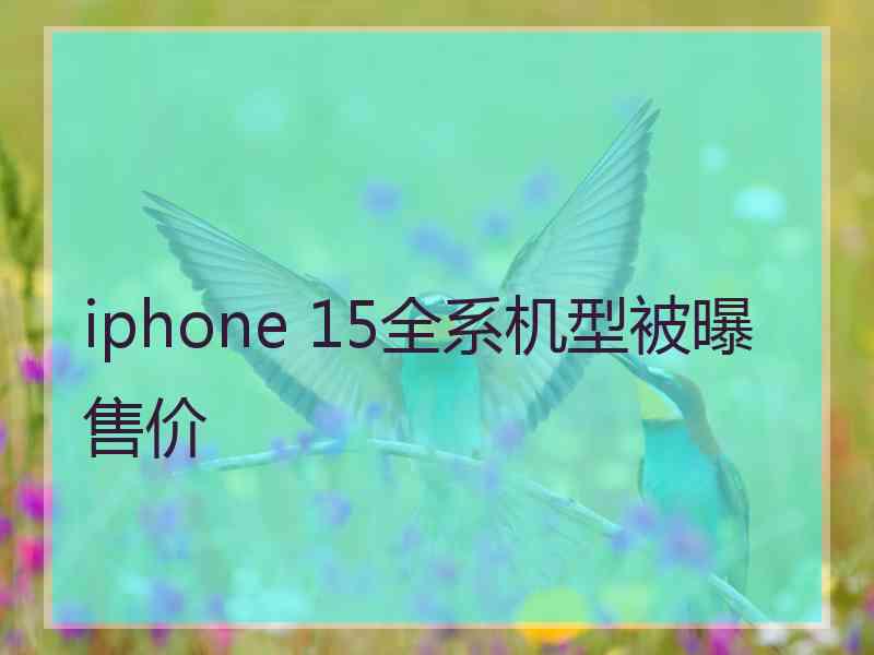 iphone 15全系机型被曝售价