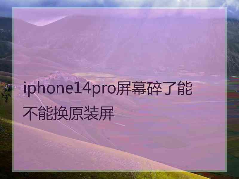 iphone14pro屏幕碎了能不能换原装屏