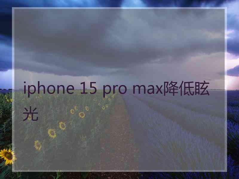 iphone 15 pro max降低眩光