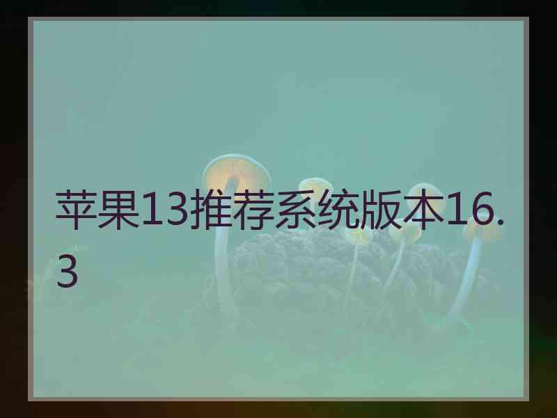 苹果13推荐系统版本16.3