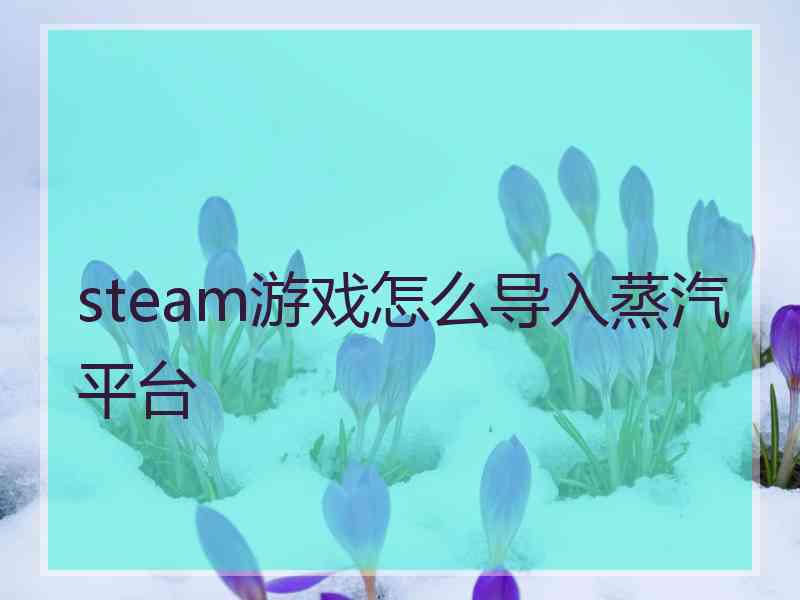 steam游戏怎么导入蒸汽平台