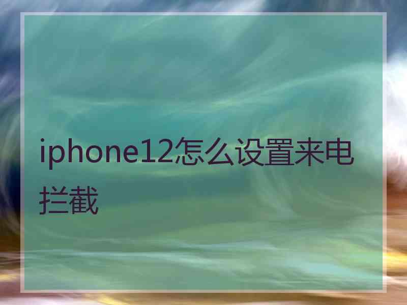 iphone12怎么设置来电拦截