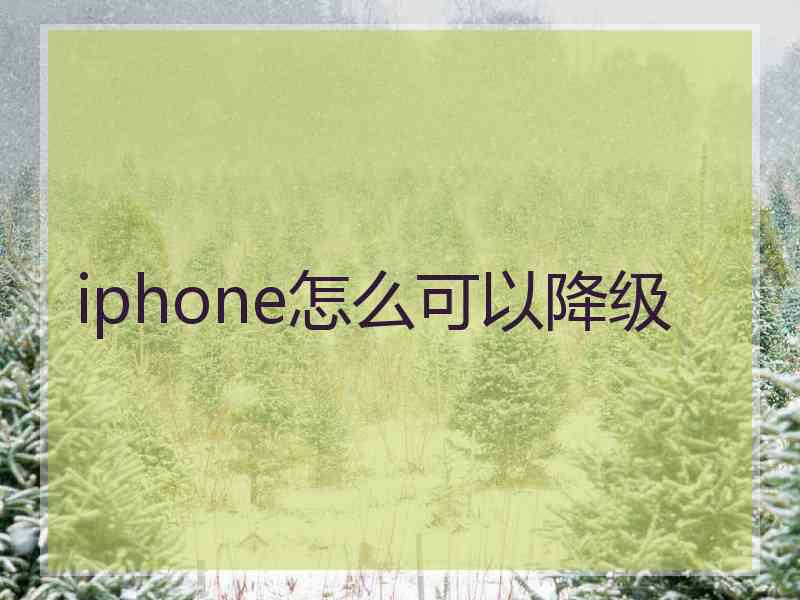 iphone怎么可以降级