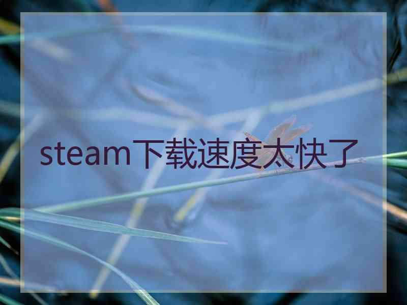 steam下载速度太快了