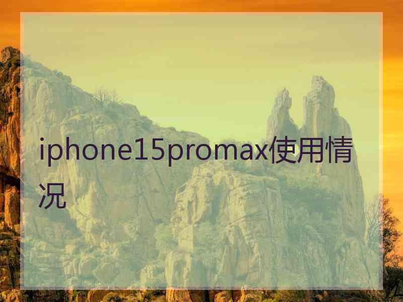 iphone15promax使用情况