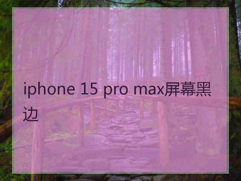 iphone 15 pro max屏幕黑边