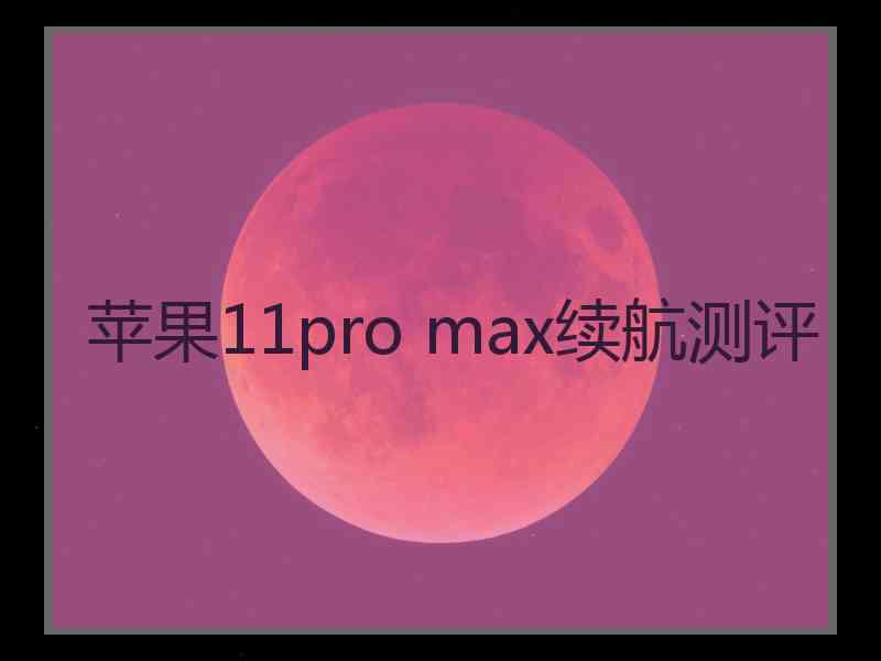 苹果11pro max续航测评