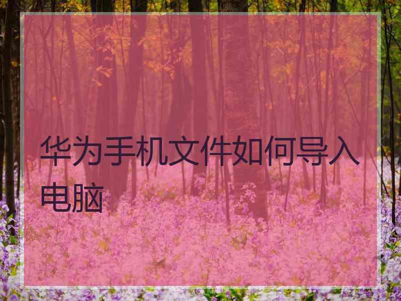 华为手机文件如何导入电脑