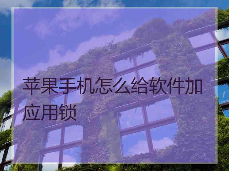 苹果手机怎么给软件加应用锁