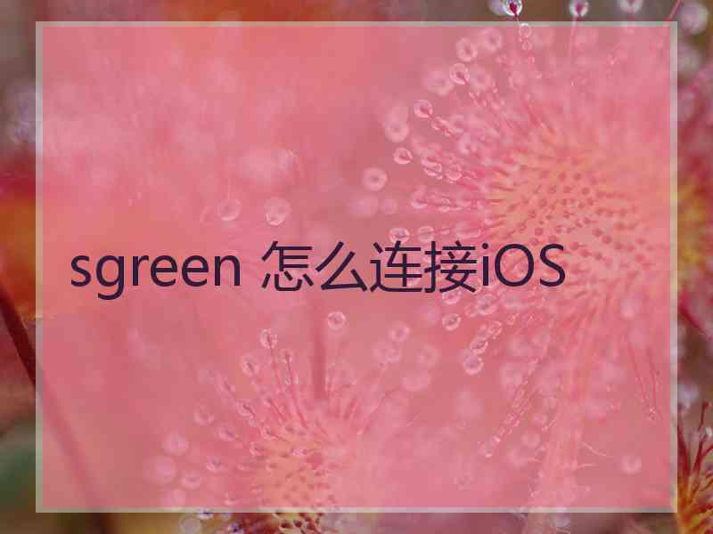 sgreen 怎么连接iOS