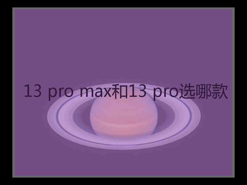 13 pro max和13 pro选哪款