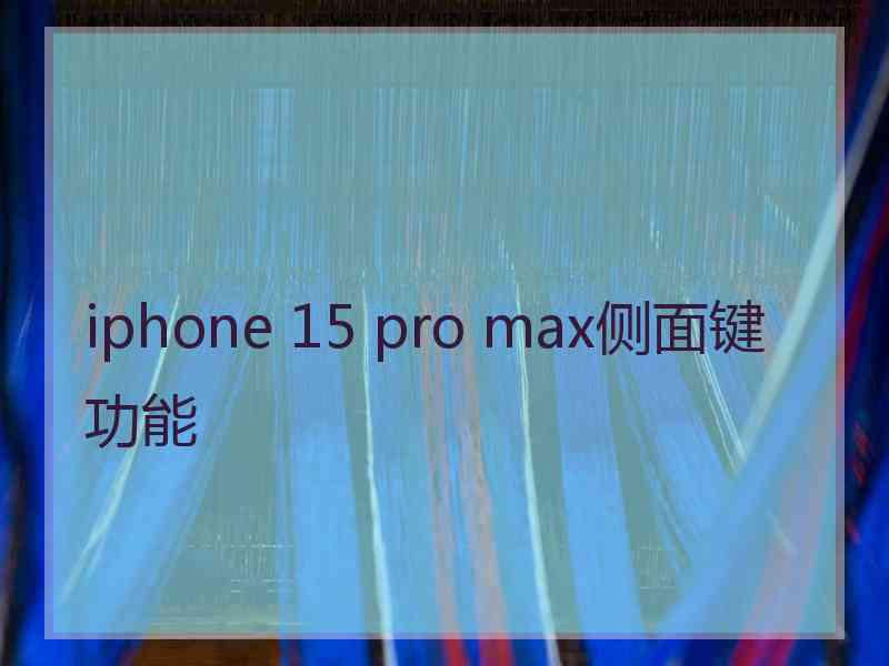 iphone 15 pro max侧面键功能