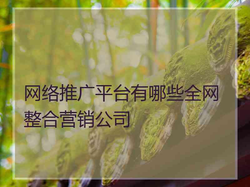 网络推广平台有哪些全网整合营销公司