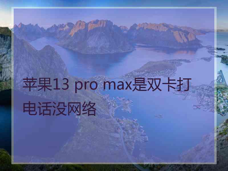 苹果13 pro max是双卡打电话没网络