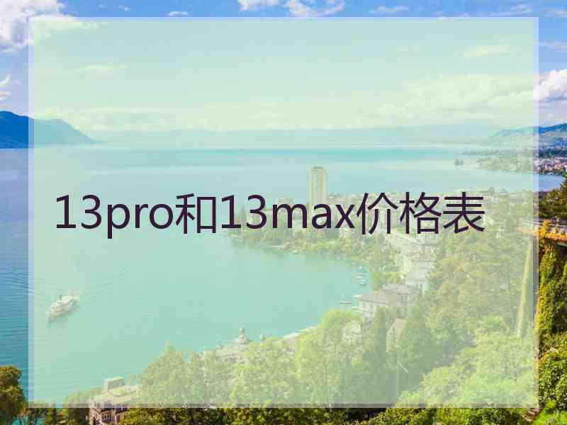 13pro和13max价格表