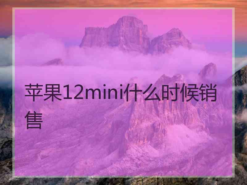 苹果12mini什么时候销售